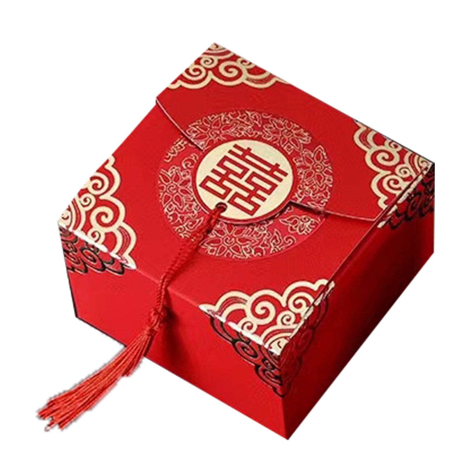 Chinese Style Candy Box Spacious Space Handheld Design Rugged Versatile Chinese Xi Candy Box for Small [6.5x6.5x4.5 Cm/2.6x2.6x1.8in]