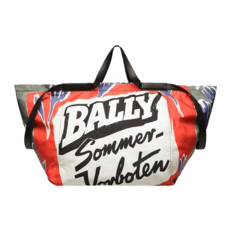 Bally Letter Graffiti Print Large Capacity Open Nylon Tote Bag Men Tote Bags Multicolor 6302874 Basic Set (Bag+Dust Bag)