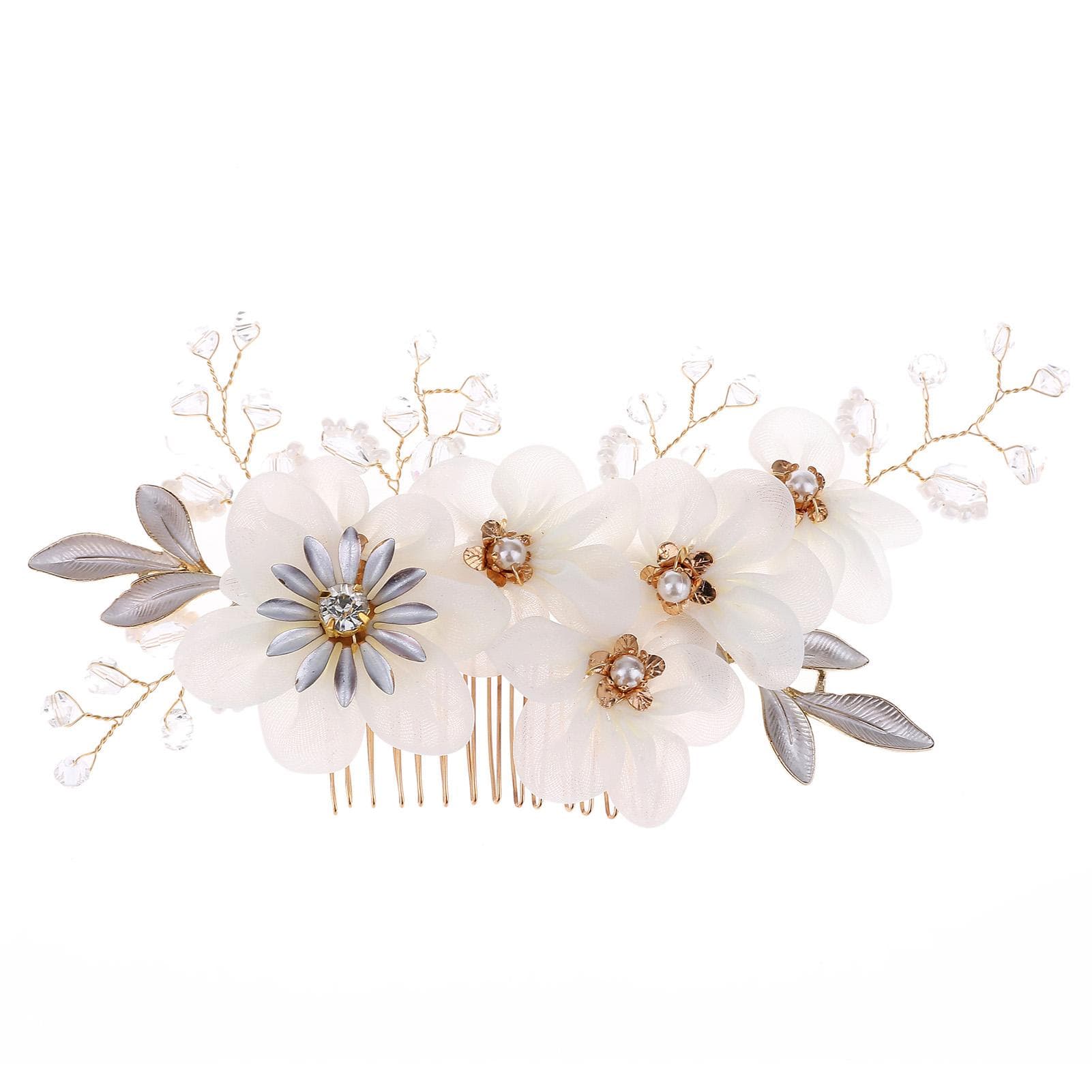 Wedding Hair Comb Exquisite Fashion Hand Made Silk Gauze Flower Pearl Bridal Hairbrush Hair