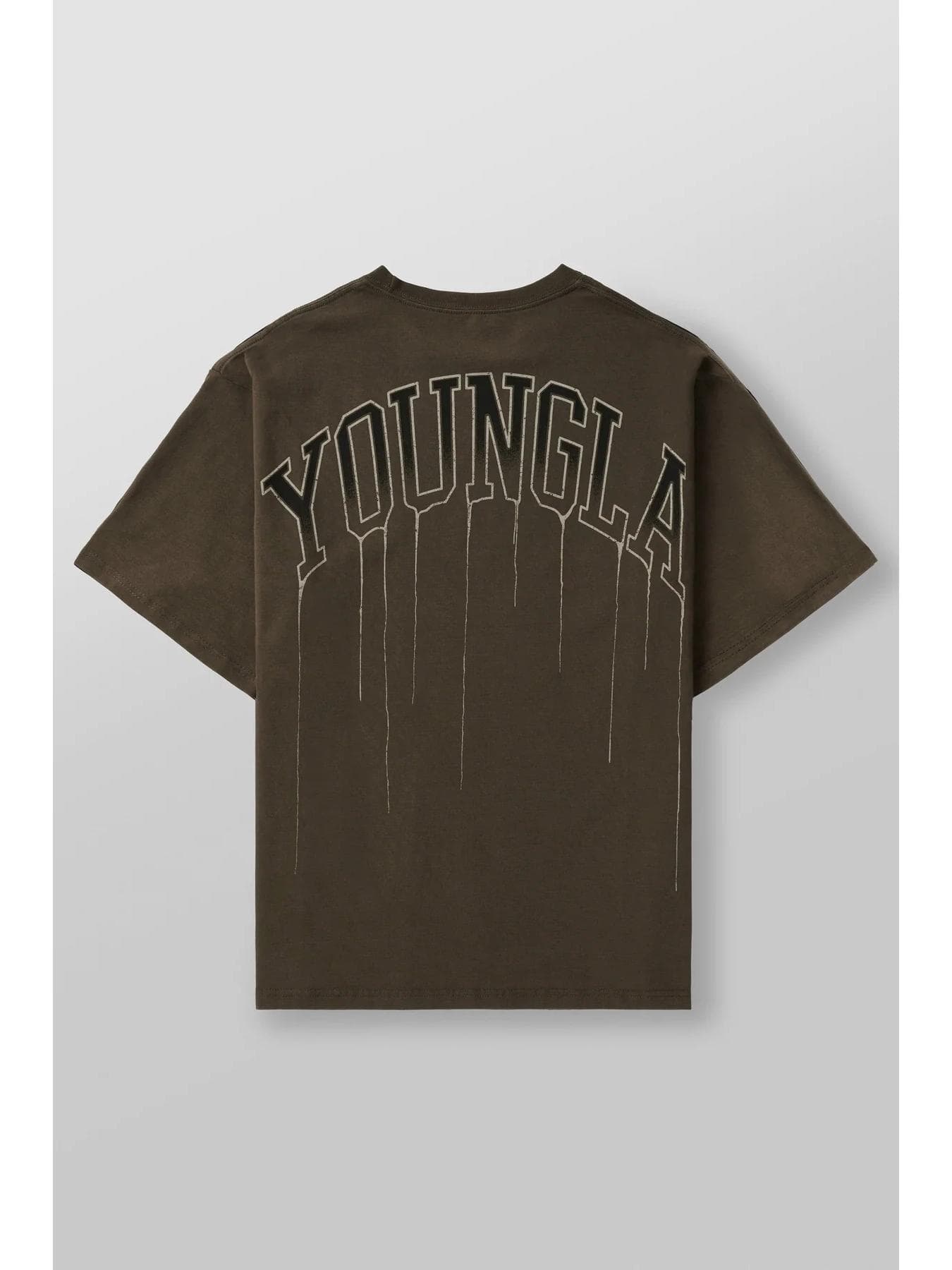 YOUNGLA Men's Cotton Oversized Round Neck Gym T-shirt 240 Fabric Triple Extra Large brown