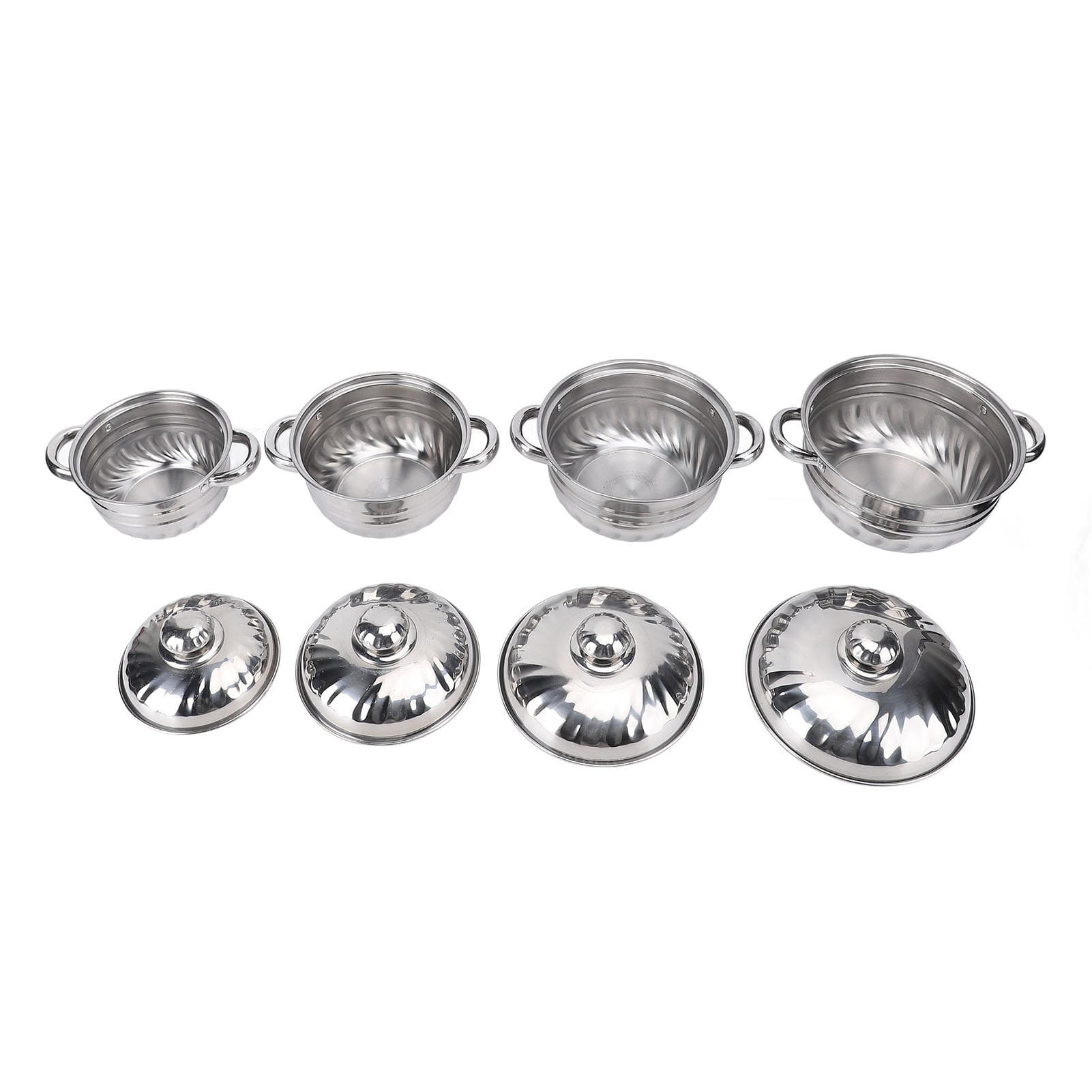 4pcs Stainless Steel Pots Set Stockpot with Lids Dual Handles Sauce Soup Pot for Kitchen Cooking