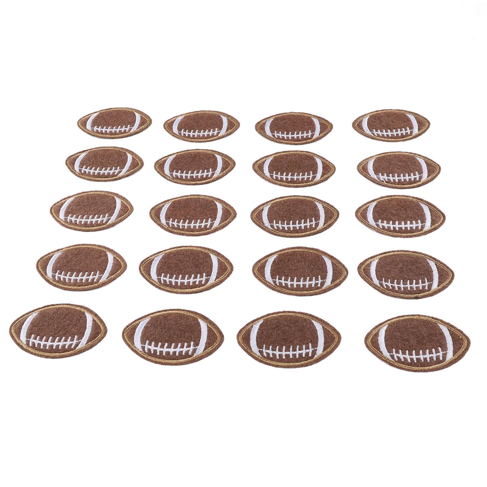 20pcs Rugby Shape Embroidered Patch Multipurpose Fashion DIY Adhesive Football Patch for T Shirts