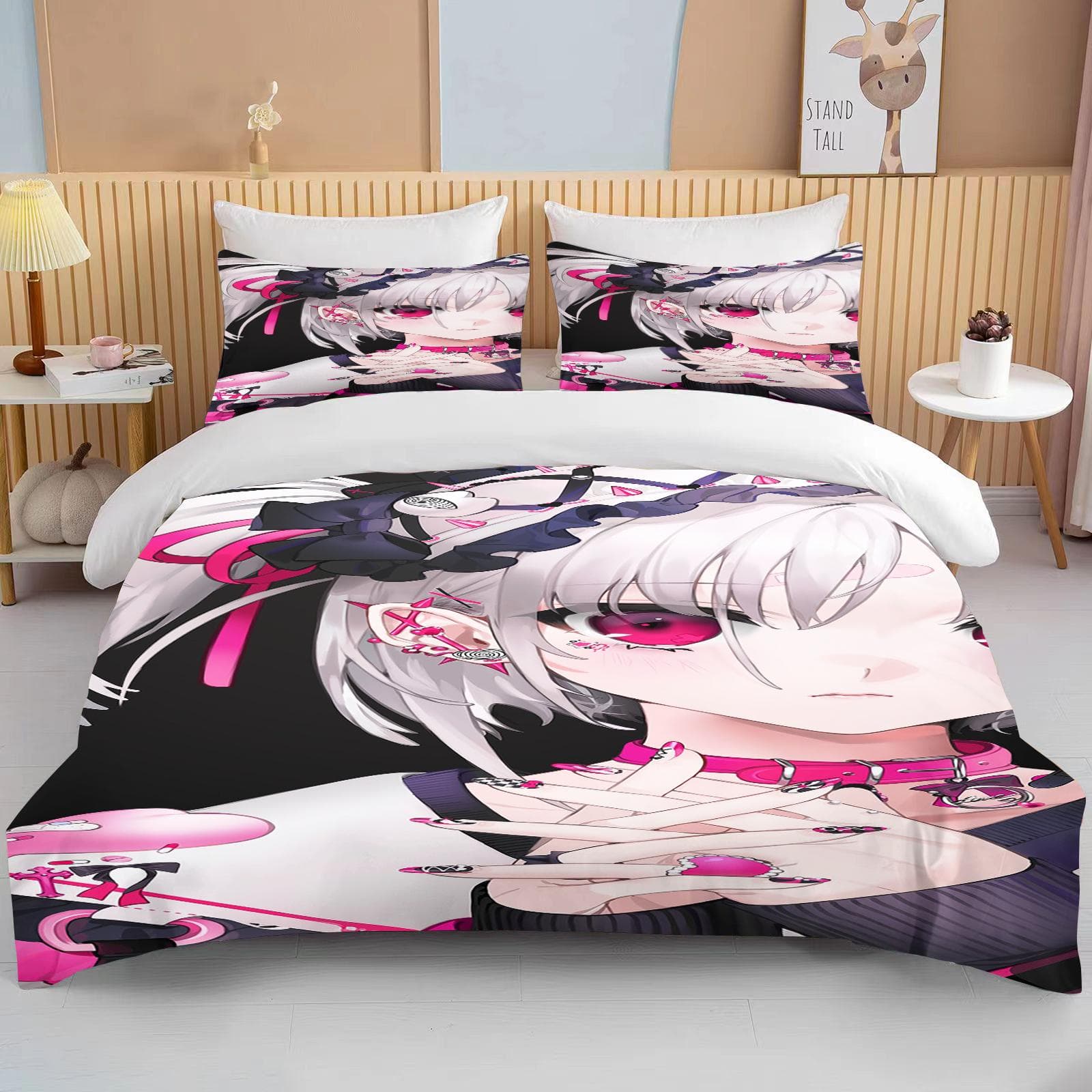 Japanese Anime Moe Double Bed Duvet Cover Bed European Bedding Sets Home Textiles Luxury Pillow Cases Bedroom Bedding Sets EU single(135x200cm)
