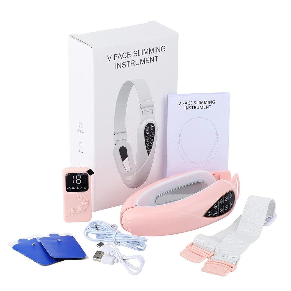 EMS Facial Lifting Device LED Photon Therapy Face Slimming TENS Pulse Massager Remove Double Chin V-Face Shaped Cheek Lift Belt CHINA pink
