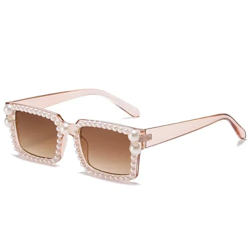 Unisex Fashion Pearl Sunglasses UV400 Square Glasses for Men Women Outdoor Vacation Driving