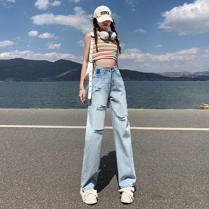 Jeans for Women Spring High Waist Straight Pants for Women Spring and Summer Narrow Version Wide-leg Jeans for Women Spring and Summer 2XL