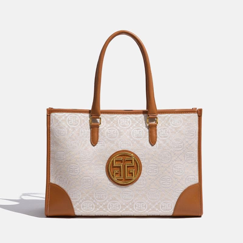 Commuter Lady's Handbag, Cotton and Linen Embroidered Grand Tote Bag, Simple and Casual Large-capacity Mommy Bag