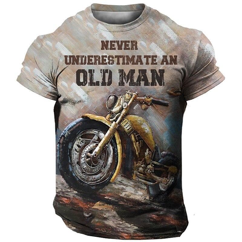 Vintage Motorcycle Men'S T-Shirt 3d Print Riding Short Sleeve Summer Male Clothing Casual Tops Classic Biker Breathable T Shirt L