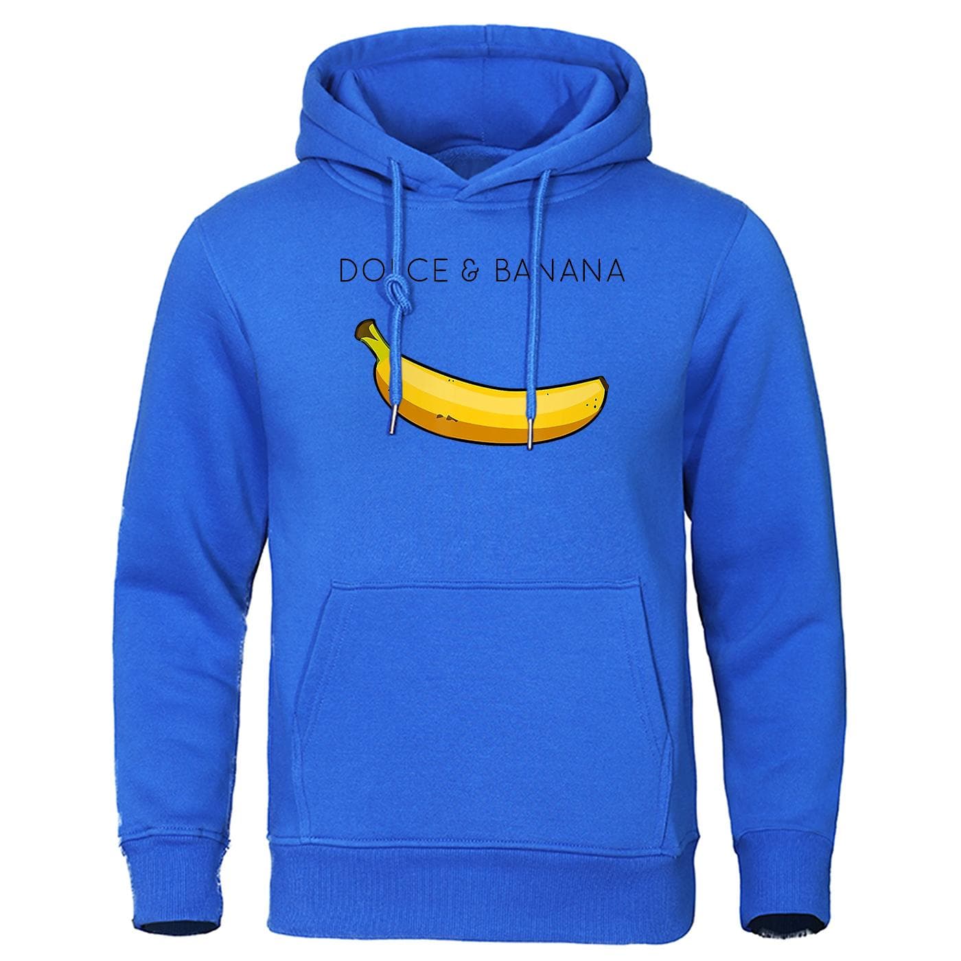 Dolce & Banana Cute Printed Men Hoodie Loose Casual Clothing Fashion Warm Fleece Hoodies Personality Street Hip Hop Sweatshirt XL blue
