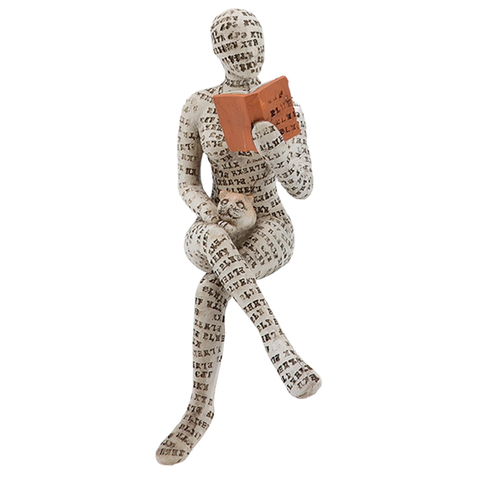 Resin Reading Woman Figurine Innovative Lady Reading Pulp Molding Bookshelf Ornaments for Home