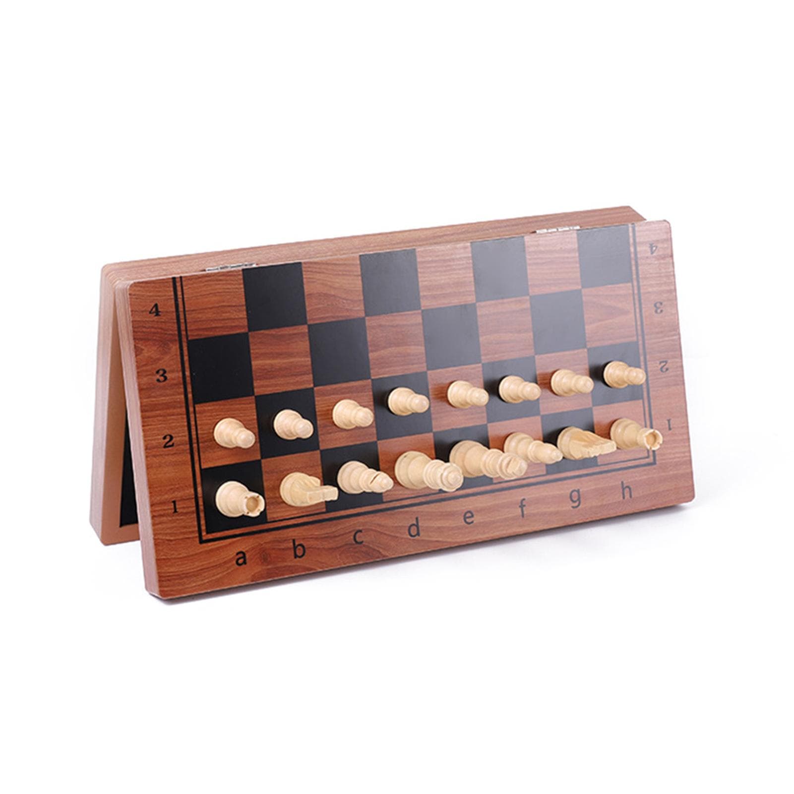 Magnetic Wooden Folding Chess Set with Felted Game Board Interior Folding Chessboard Travel 29 & 29 cm