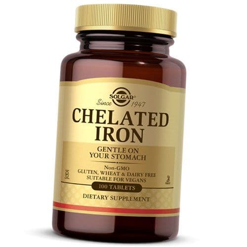 Iron Chelated, Chelated Iron, Solgar 100tab (36313036) 100tab