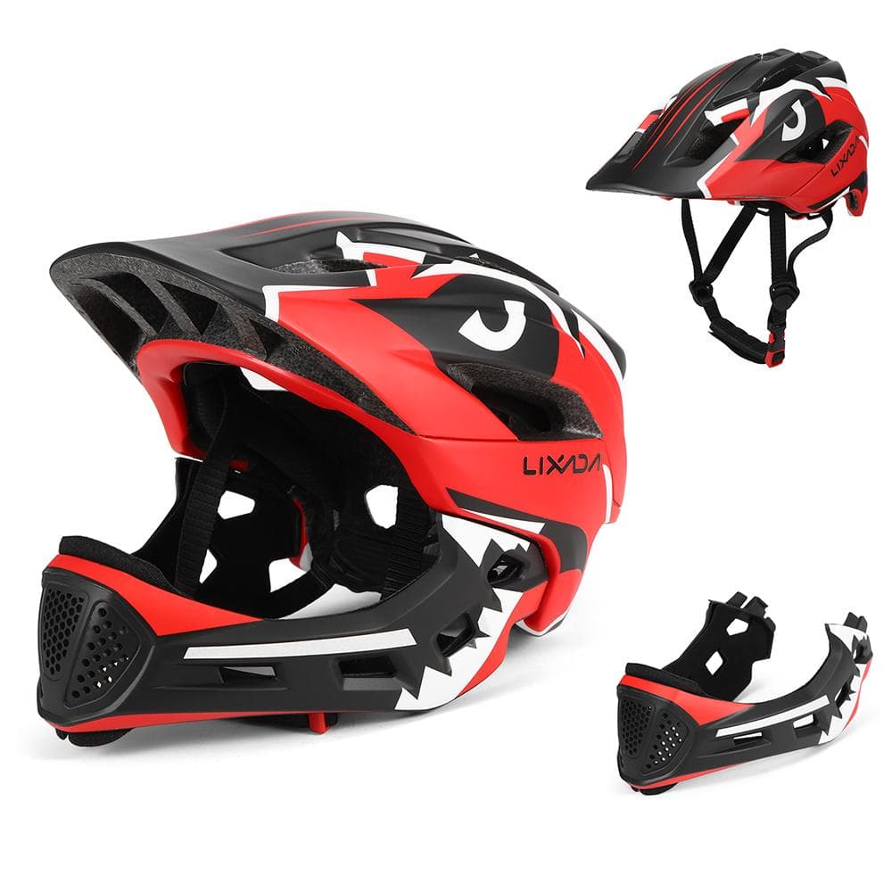 Lixada Kids Detachable Full Face Helmet Children Sports Safety Helmet for Roller Skating red