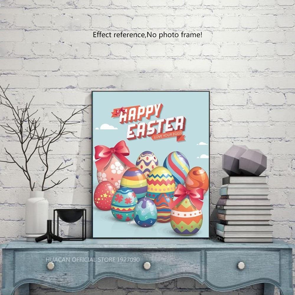 Easter Egg Diamond Painting Full Round 5D Diy Diamond Embroidery Cartoon Picture 20X30CM