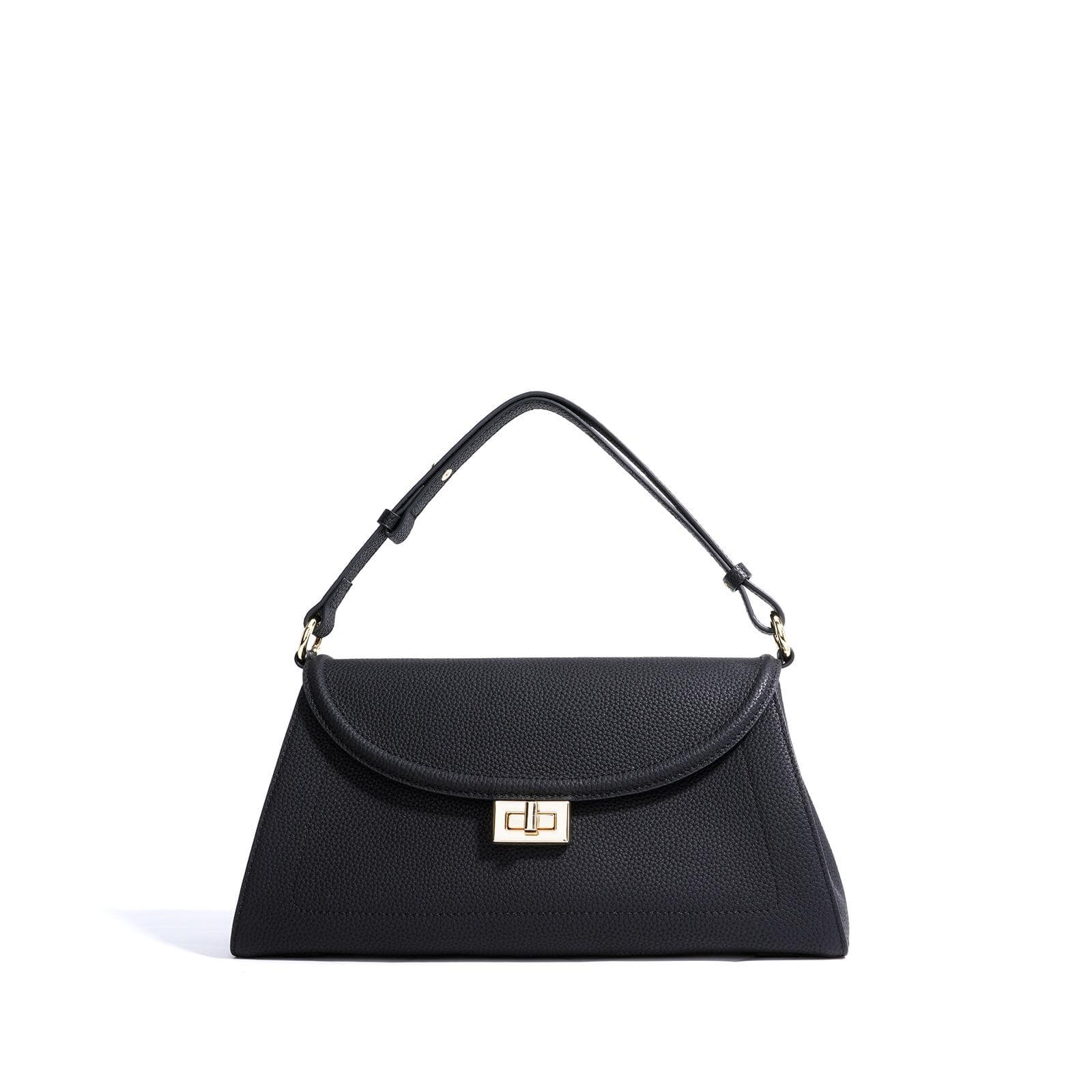 Small and Exquisite Handbag Made of Top-grain Leather That Can Be Carried By Hand, Underarm or Crossbody In Spring black