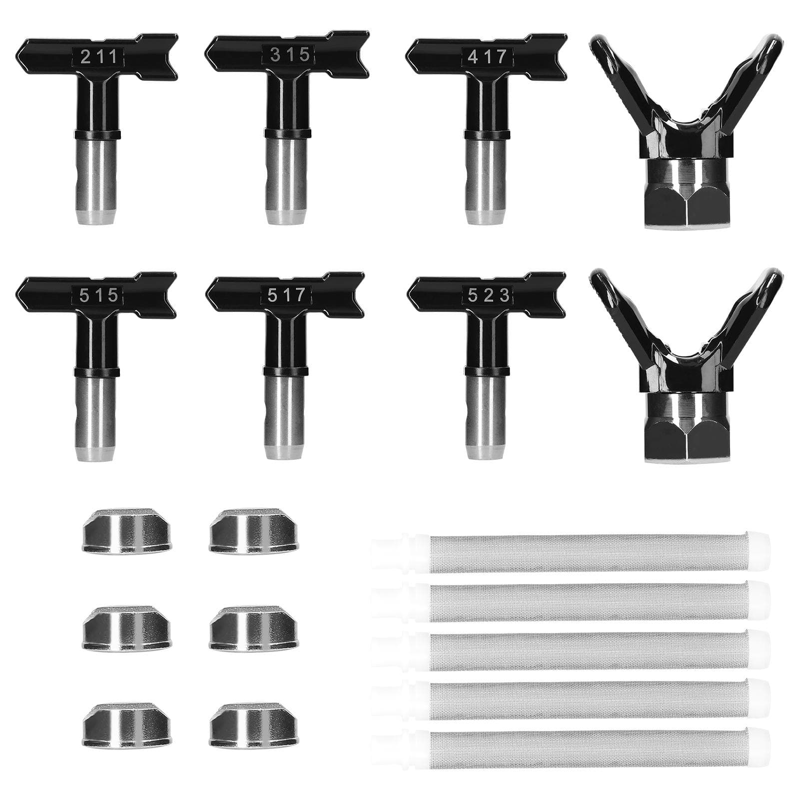 Airless Paint Nozzles and Filters Set Reversible Spraying Machine Tips Airless Paint Sprayer Nozzle black