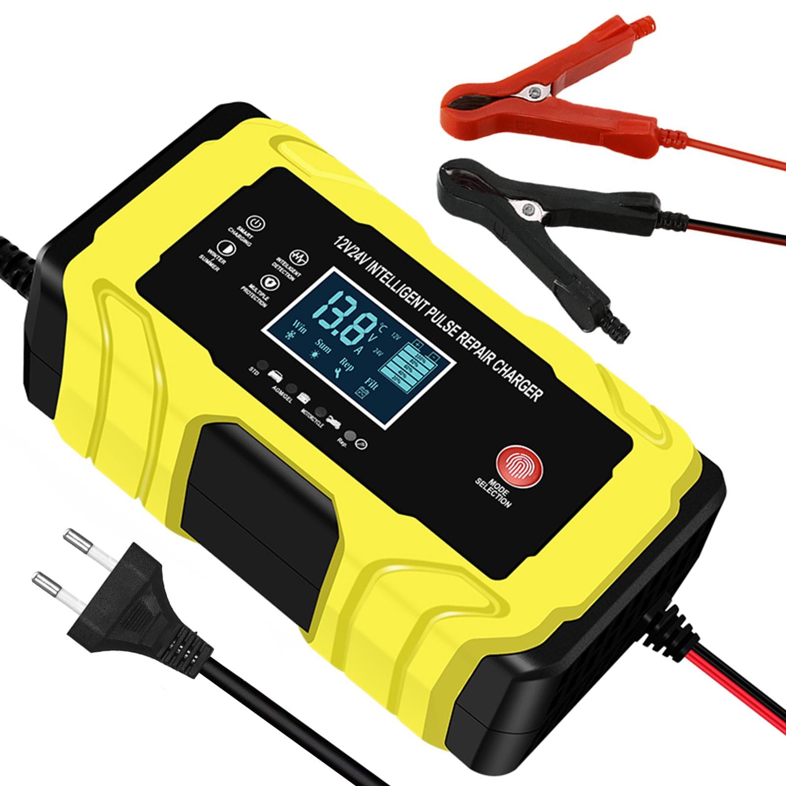 12V 24V 180W Intelligent Pulse Repair Charger with LCD Display Multiple ProtectionFlame-retardant yellow