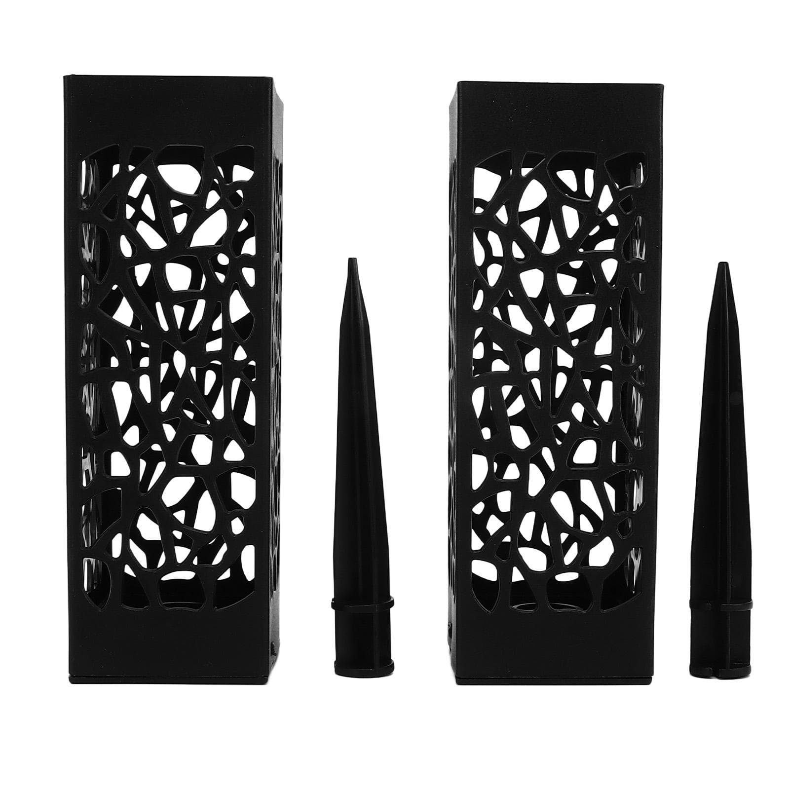 2Pcs Vase Black Column Unique Hollow Design Easy Installation Ground Insert