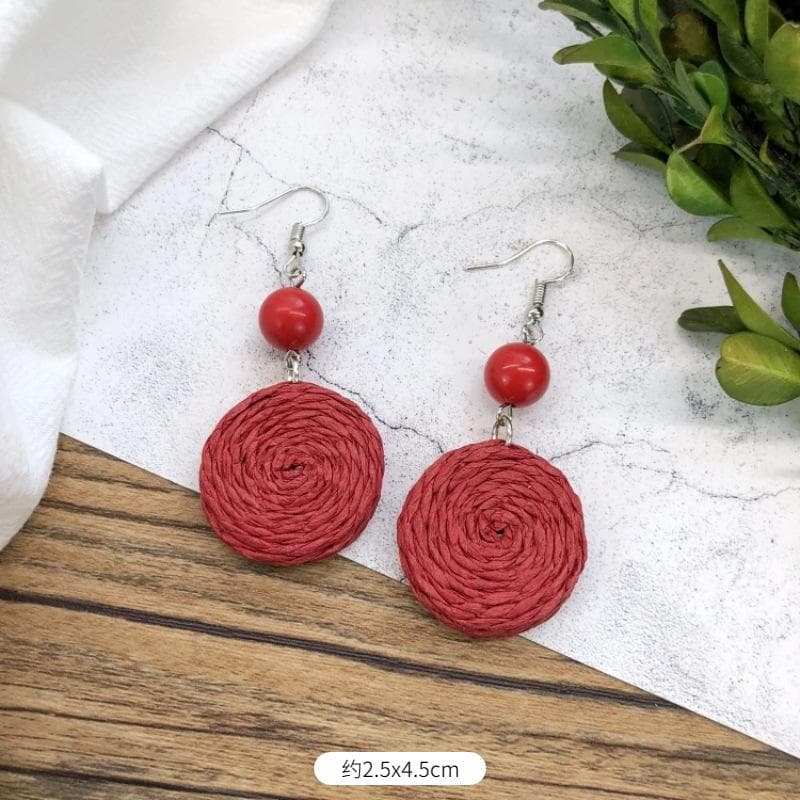 Vintage Forest Weaving Handmade Earrings Bohemian Vacation Style Earstuds Female Ethnic Style Earrings