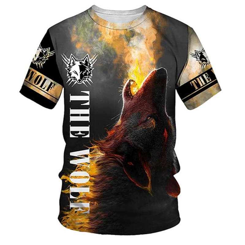 Summer Wolf 3D Print Men's T-Shirts Cool Wolves Streetwear Men Women Fashion Casual O-Neck Oversized T Shirt Tees Tops Clothing L