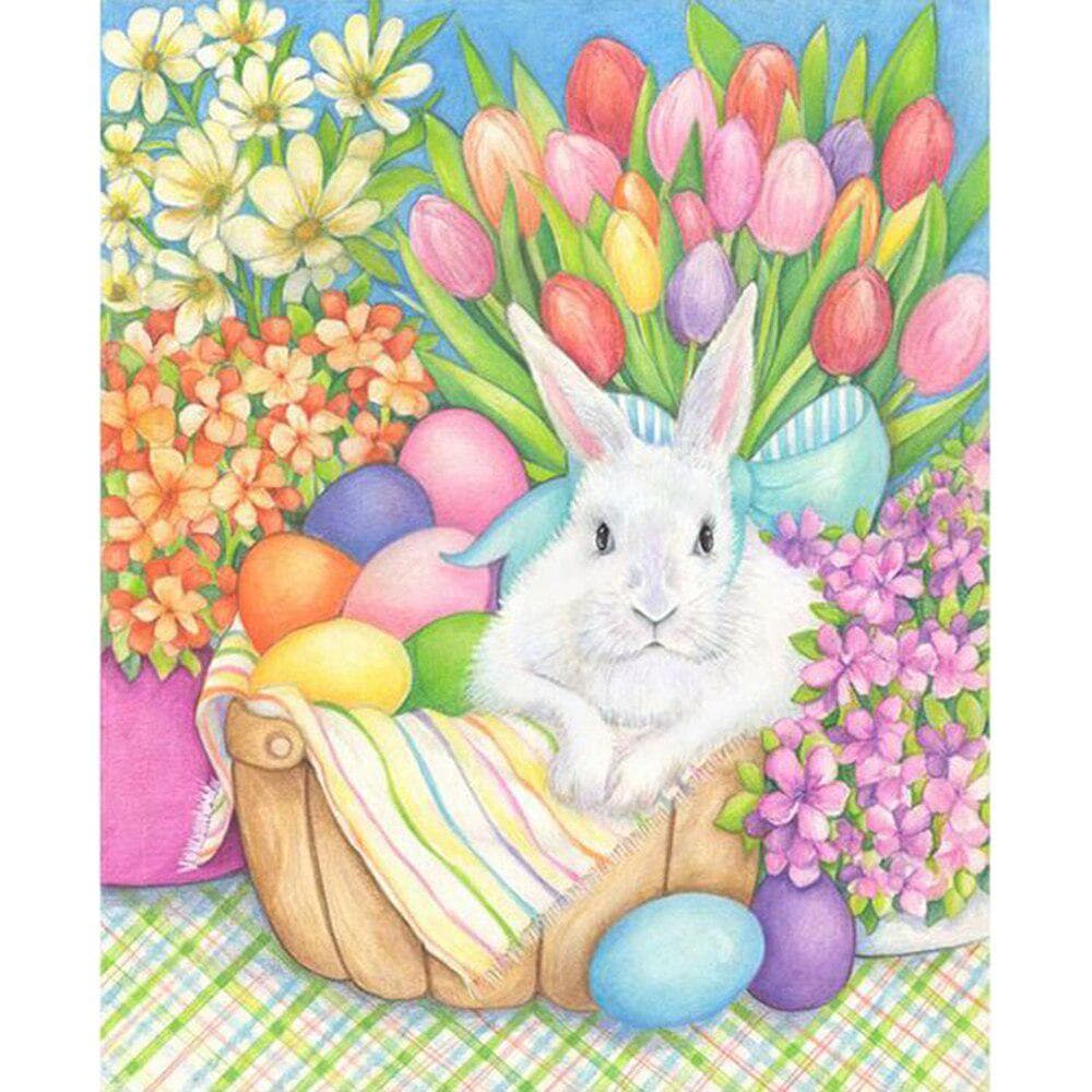 DIY Easter Rabbit Craft Full Drill 5D Decorative Cross Stitch Wall Decoration Diamond Embroidery 20X30CM