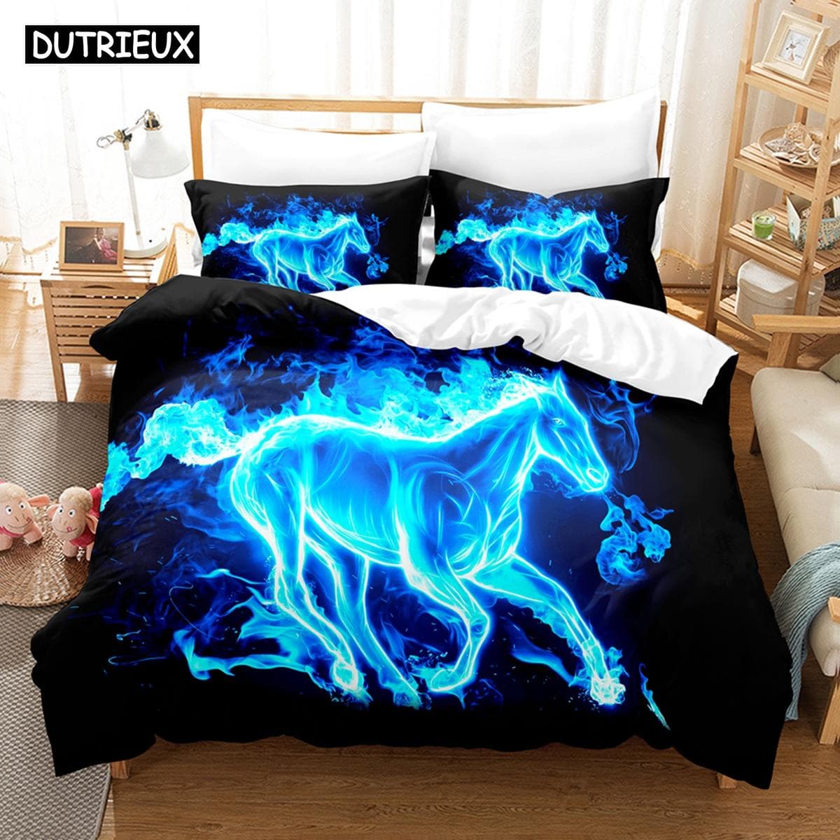 3D Cartoon Horse Bedding Sets Duvet Cover Set With Pillowcase Twin Full Queen King Bedclothes Bed Linen EU single(135x200cm)