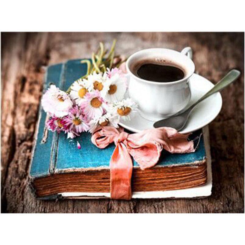 Diamond Embroidery Flowers Picture Rhinestones Diamond Coffee Cup Crystal Cross Stitch Decor 20X30CM
