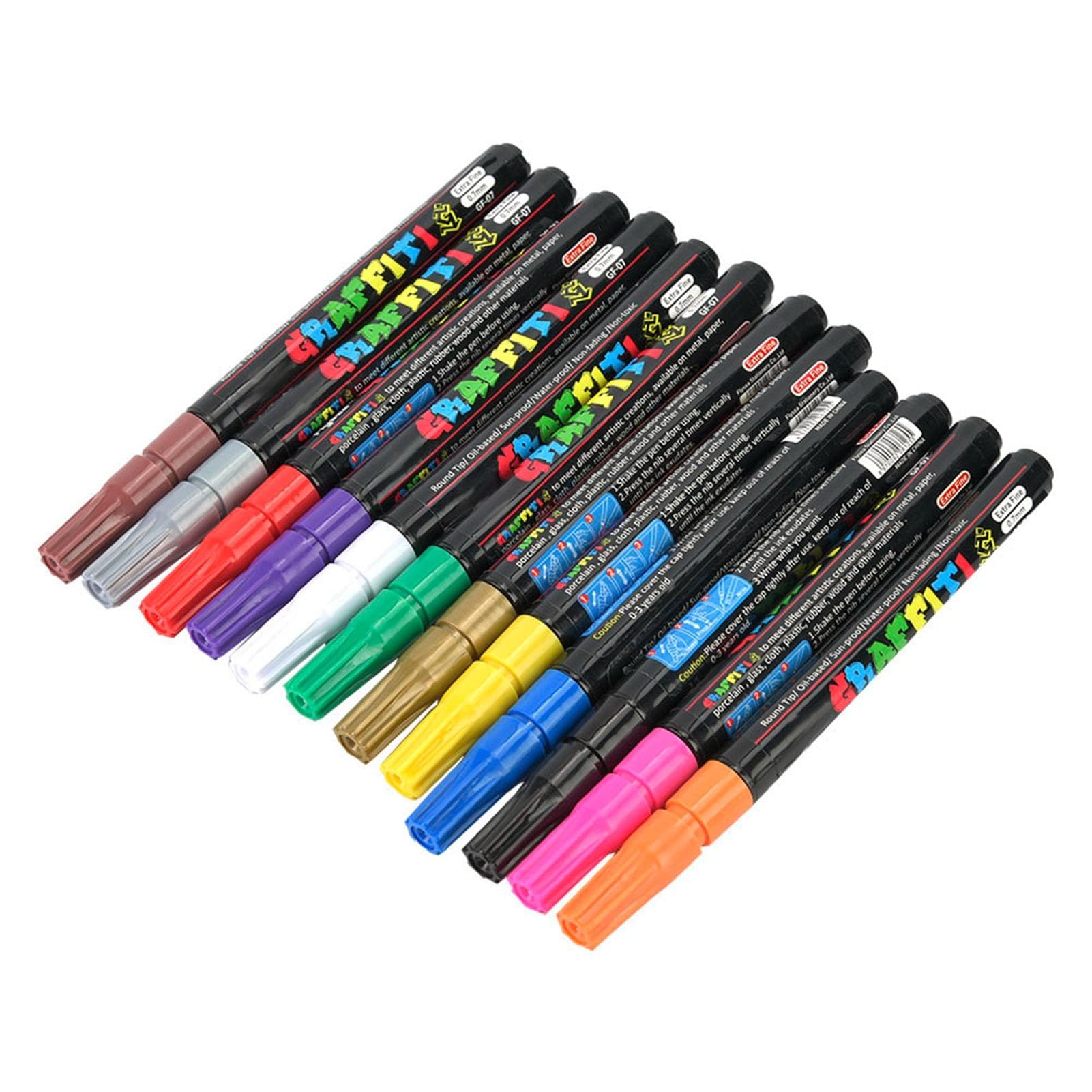 12 Color Acrylic Marker DIY Album Graffiti Black Card Marker Water Based Paint Pen