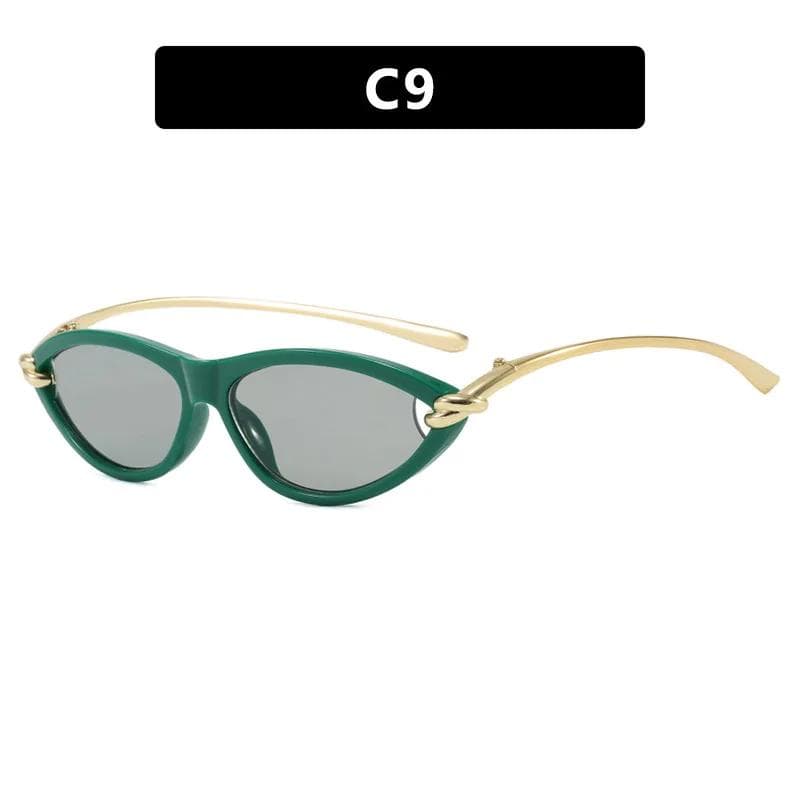 New Fashionable Cat Eye Sunglasses for Women Retro Neutral Elliptical Frame UV400 Sunscreen Personalized Knot Design