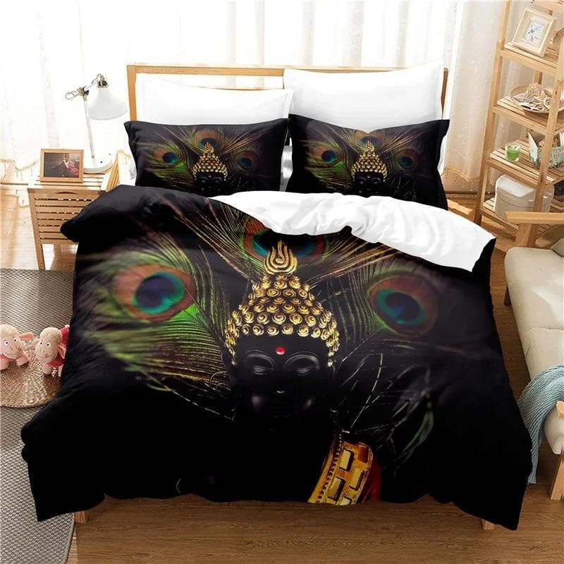 Buddha Statue Bedding Set Duvet Cover Set 3d Bedding Digital Printing Bed Linen Queen King Full Size Bedding Set Fashion Design AU Double 180x210cm