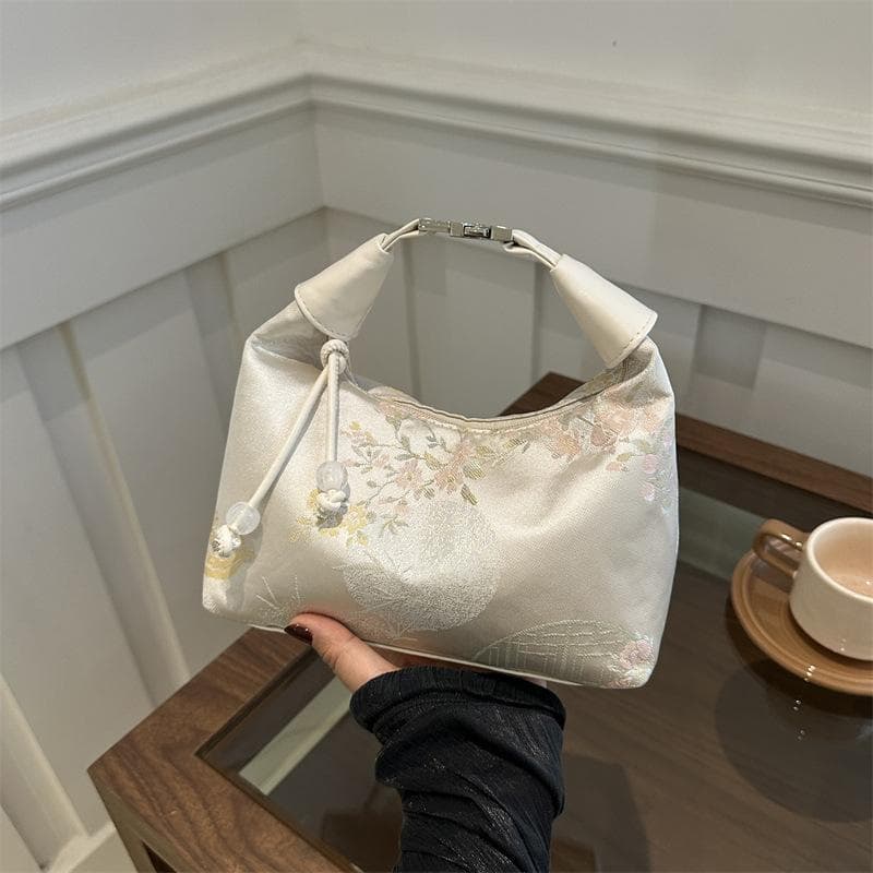 Chinese Style Fine Embroidery Ladies Handbags 2025 Summer Shoulder Bag Crossbody Daily Party Tote Handbag For Women beige