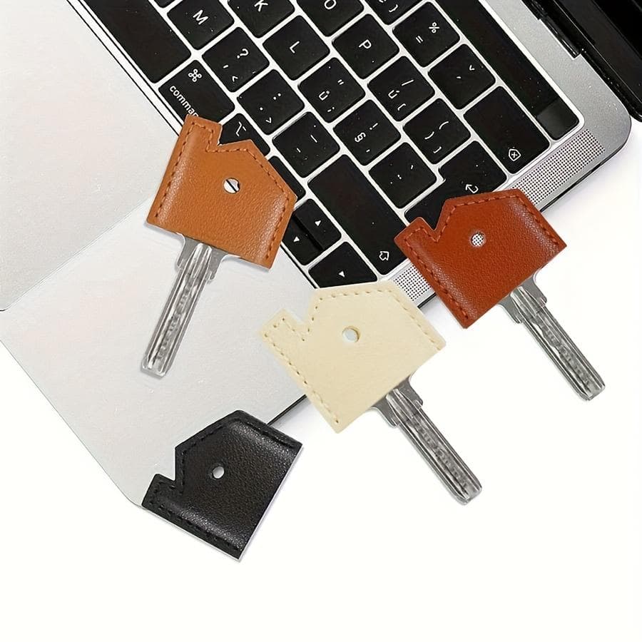 1pcs Key Protectors, Covers, Cute Leather Key Identification Caps, Keychains for Home And Office Use, Key Organization dark brown