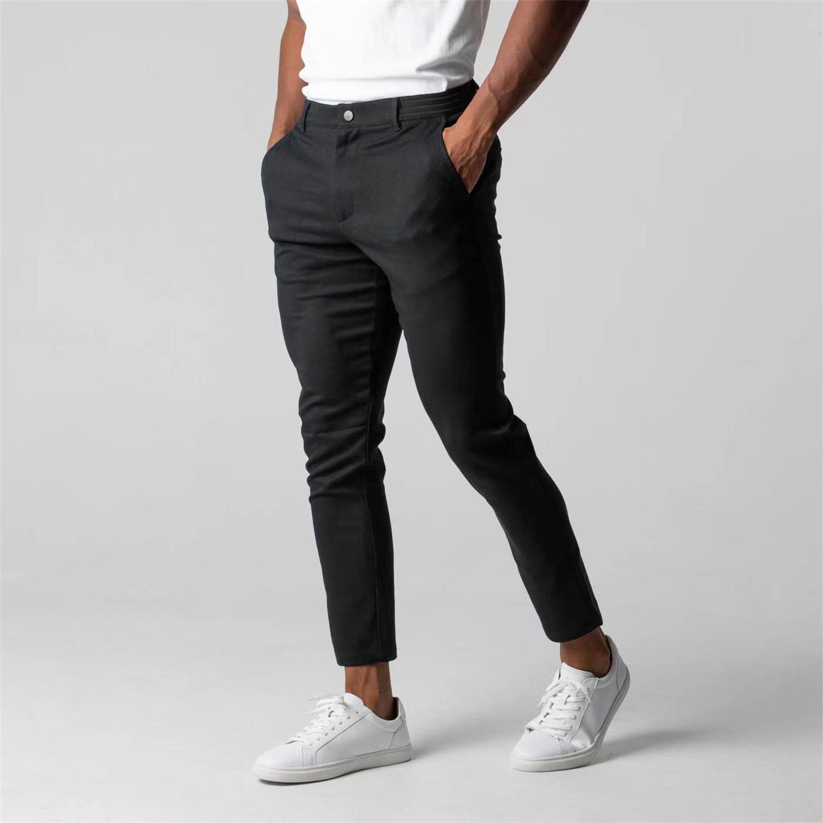 Men's Active Chino Regular Fit Trousers A Wardrobe For Discerning Gentlemen Casual Wear Trousers M black