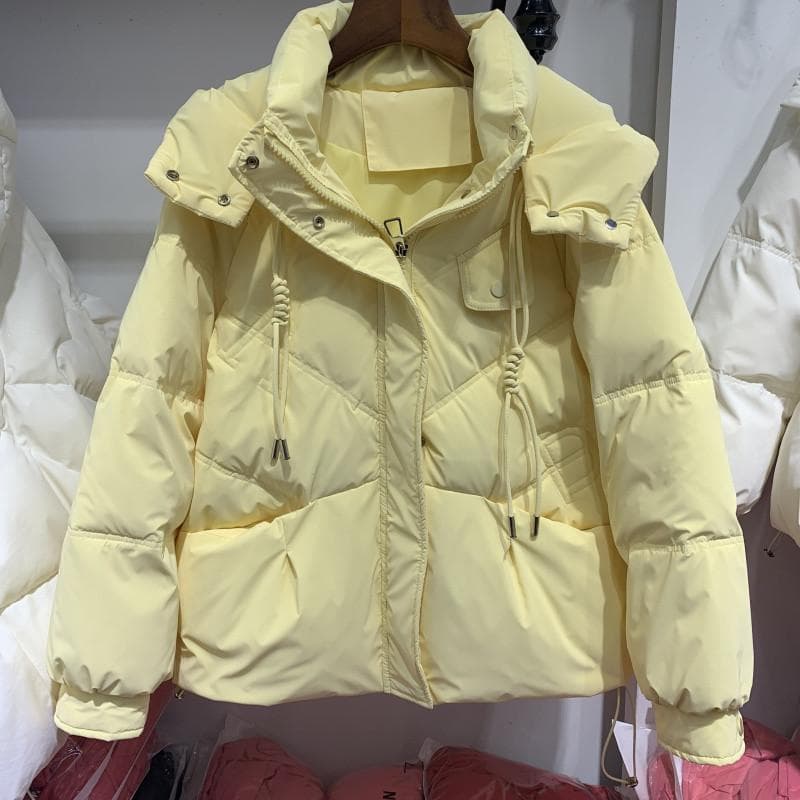 New White Duck Down Leave-in Down Jacket Women's Short Warm Bread Jacket Thickened Jacket S yellow