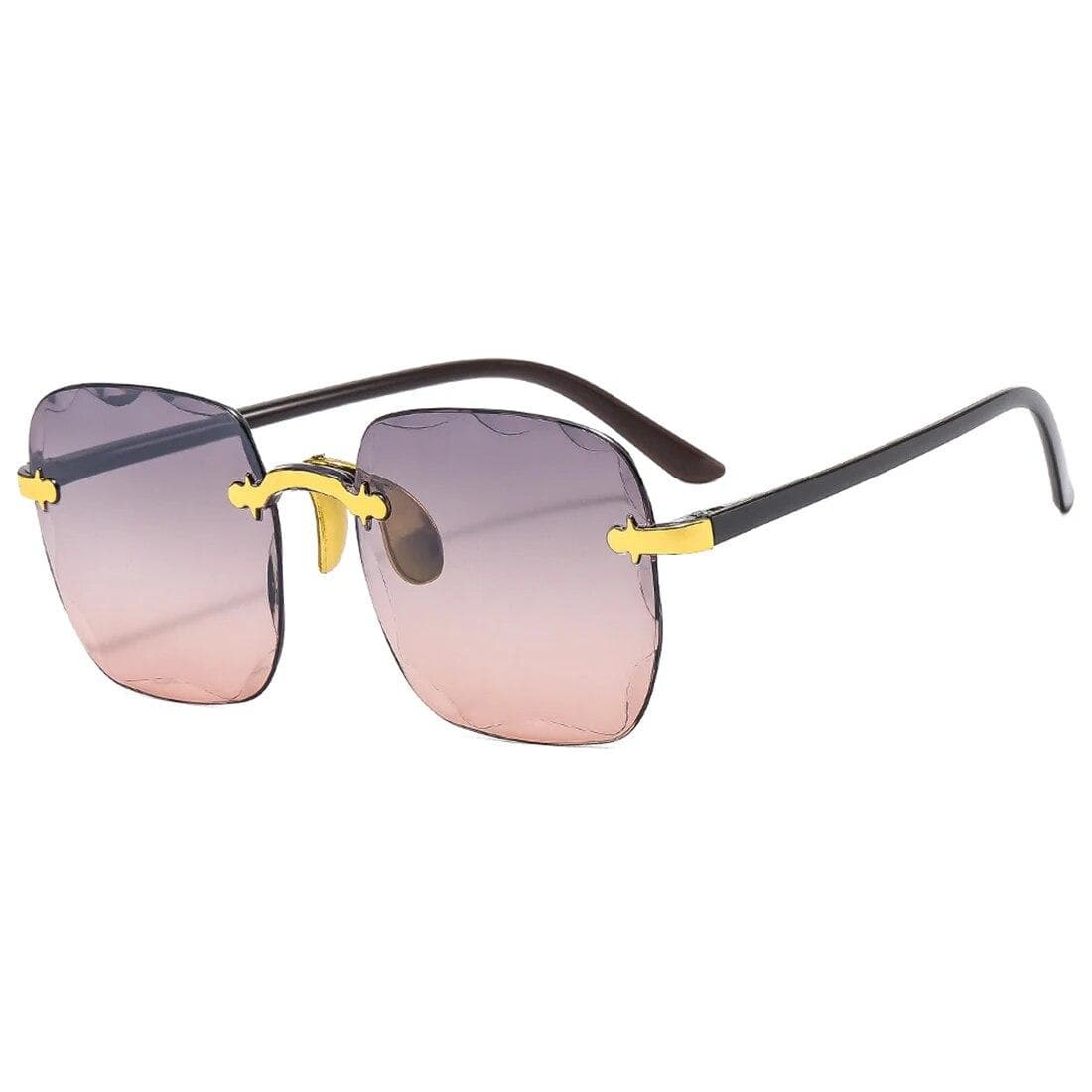 Fashion Rimless Large Square Frame Gradient Sunglasses UV400 For Women Summer Modern Sun Glasses Outdoor Travel Eyewear