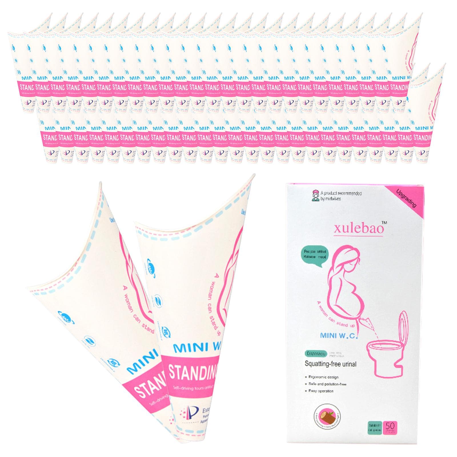 Portable Girl Urinal Funnel Women Outside Pee Cup Disposable Female Urination Device 50pcs