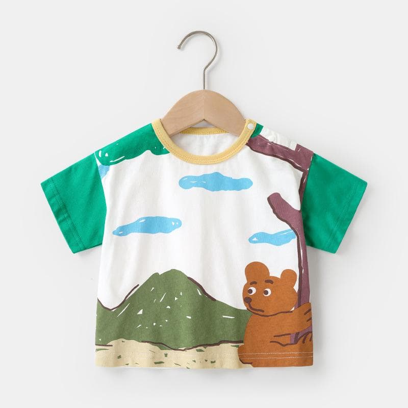 Baby Clothes Casual Short-sleeved T-shirts Summer Clothes Boys Girls Baby Children Children Summer Half-sleeved Tops 120cm