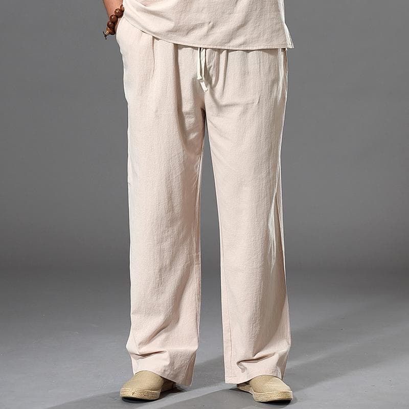 Pants Large Size Summer Men's Cotton Tall Big Sizes Wide Leg Linen Pant Oversized Jogger Trousers Male Plus Size Loose Pants Men 6XL beige