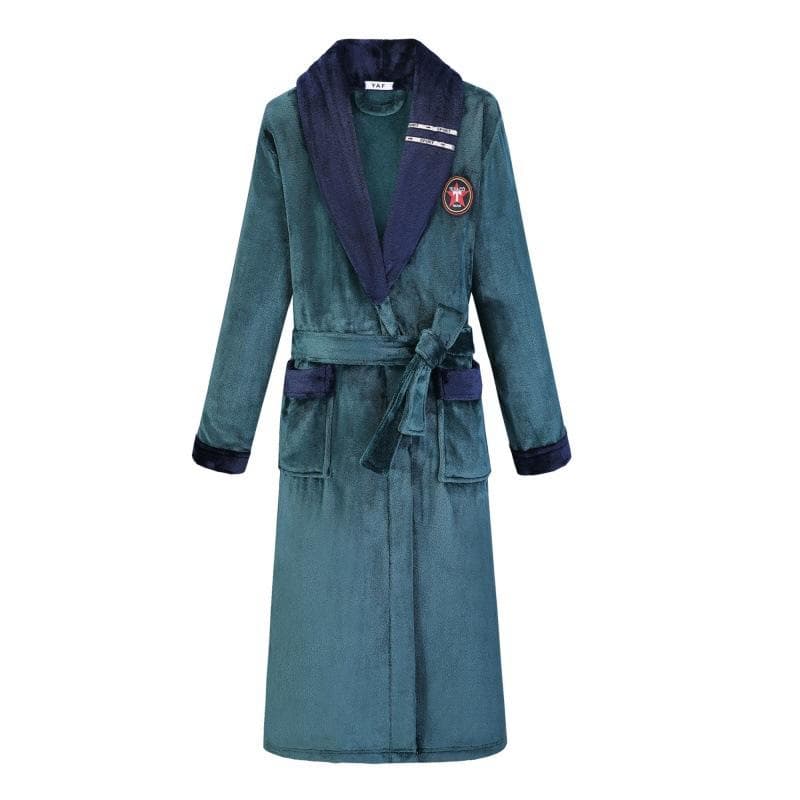 Coral Velvet Bathrobe Shower Kimono Robe Winter New Men's Home Wear Loose Thickened Pajamas XL