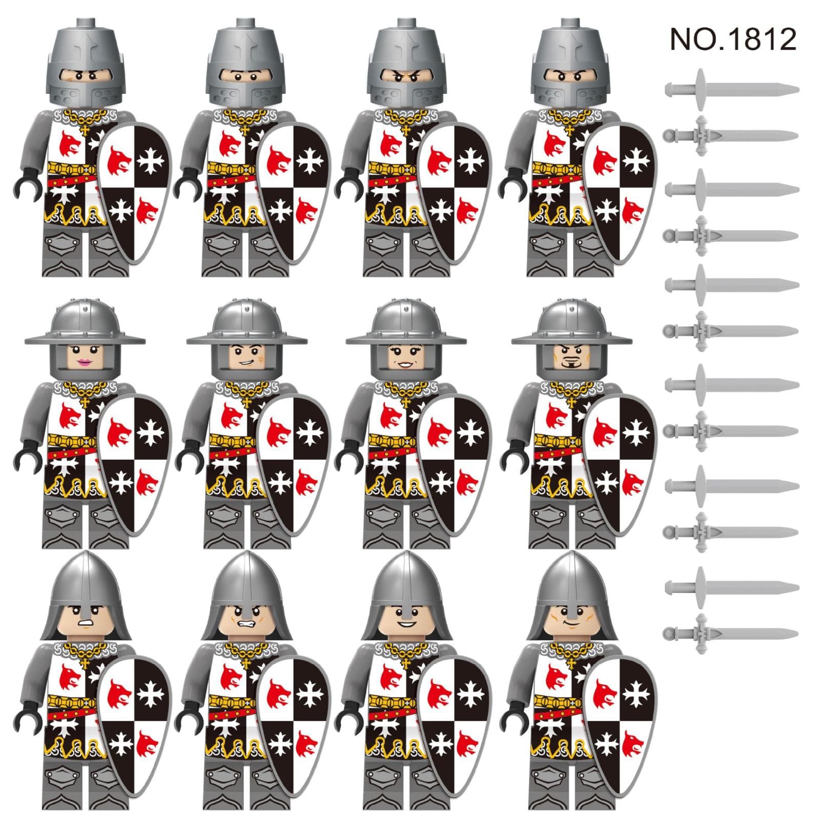 12pcs Medieval Soldier Building Toy Doll Puzzle Building Toy Gift for Children