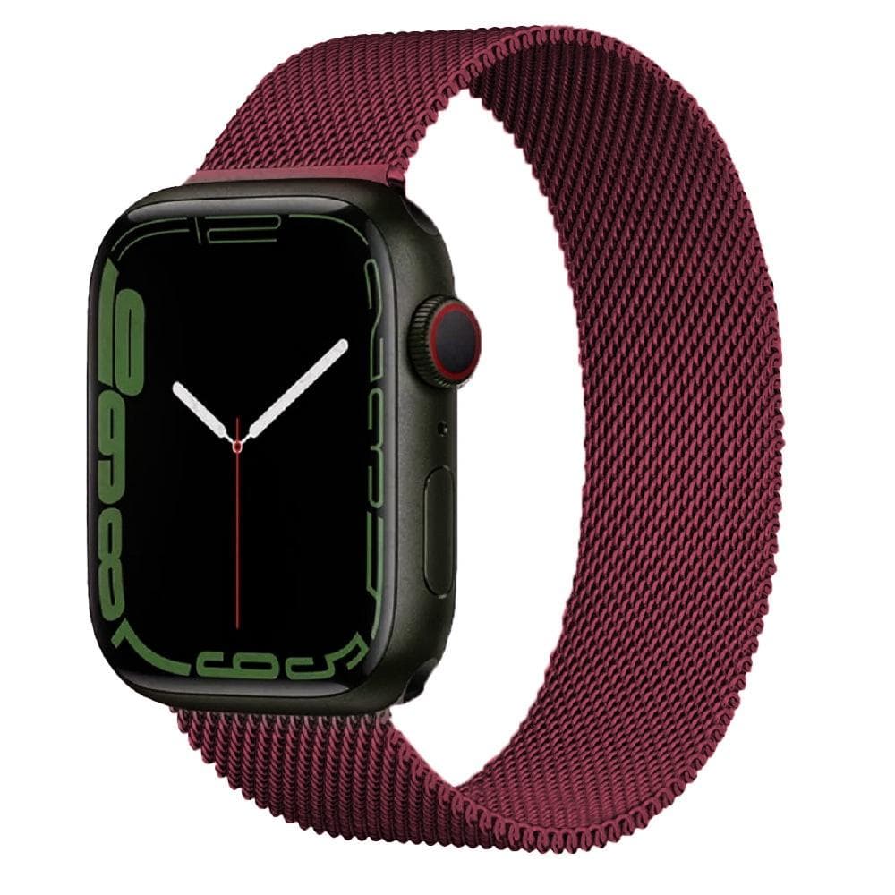 Strap For Apple watch Band 44mm 45mm 41mm 49mm 42mm 40mm 45mm Milanese Loop bracelet correa iwatch series 9 7 8 4 5 6 SE Ultra2 42/44/45/49mm red