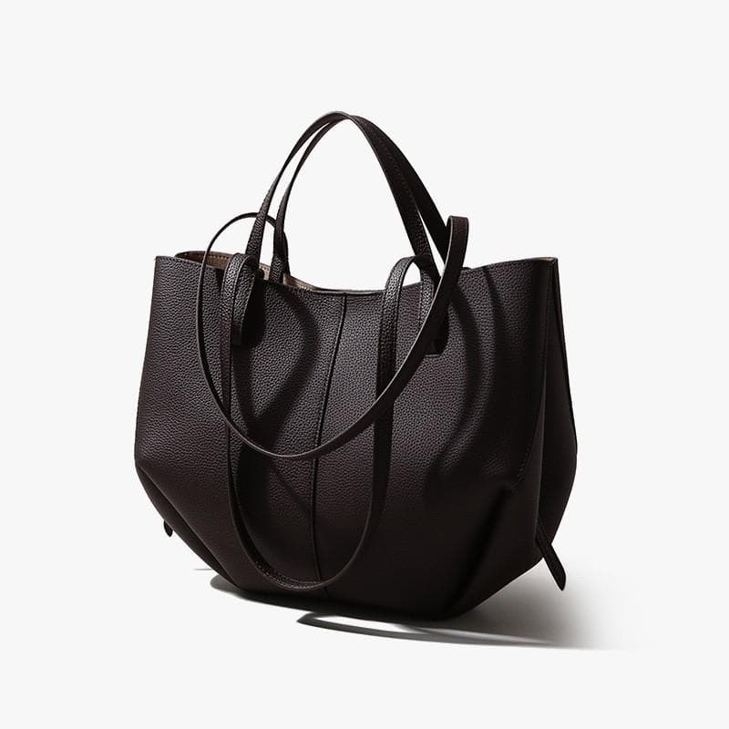 Leather Handbag, Women's Niche, Large-capacity, High-end, Tote Bag, Leather Women's Bag, Commuter Fashion Crossbody Bag coffee