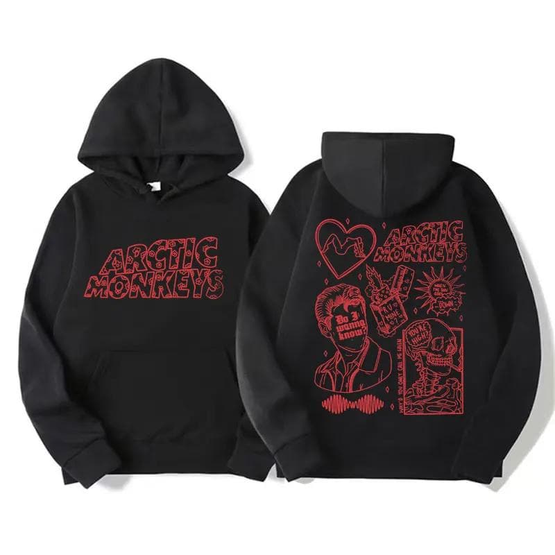 Retro Rock Arctic Monkeys Music Album Graphic Hoodies Men Vintage Oversized Hip Hop Hoodie Punk Sweatshirt Tour Double Sided M