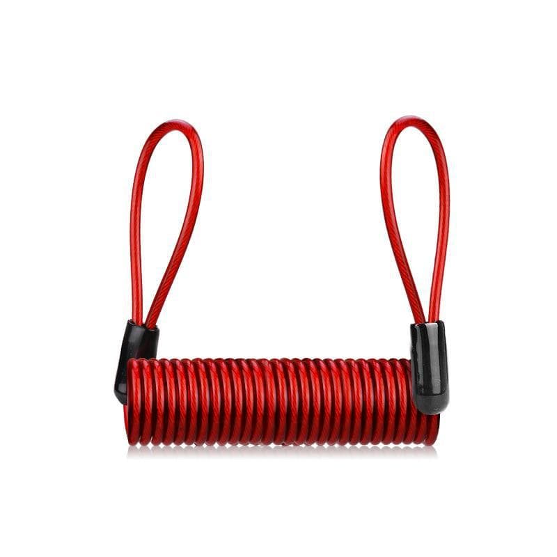 120cm Bicycle Disc Brake Lock Reminder Rope Suitable for Motorcycle Steel Wire Rope Lock & Bag Reminder Spring Cable red