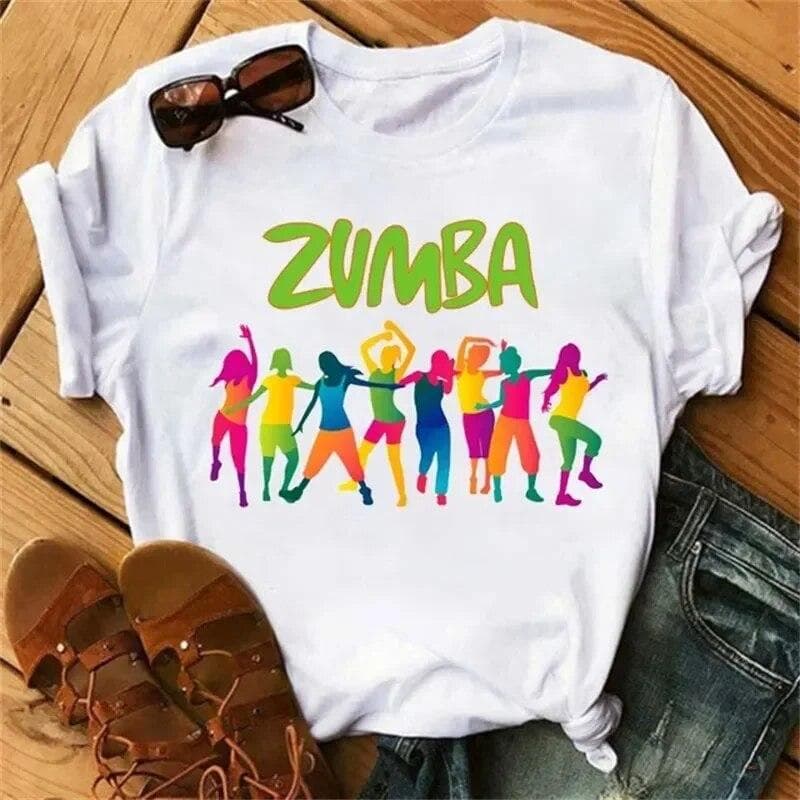 Zumba Graphic Tshirt Women's Clothing Fitness Dance Letter Printed Tees Summer Shirt Sport Gymnastics Femme Fashion T-Shirt Tops 6XL