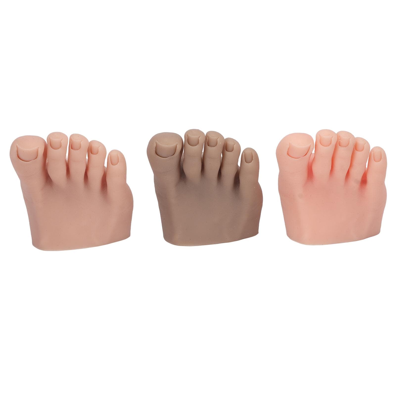 3pcs Tattoo Practice Fake Foot Model Set Soft Silicone Nail Art Training Display Half Foot Model