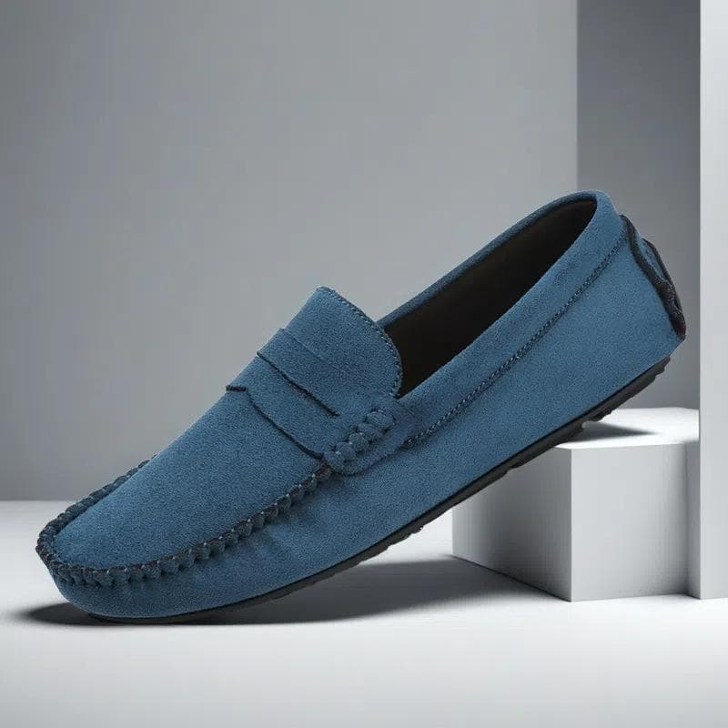 Designer Leather Casual Shoes for Men High Quality Fashion Comfortable Mens Loafers Flats Big Size Driving Shoes 46 blue