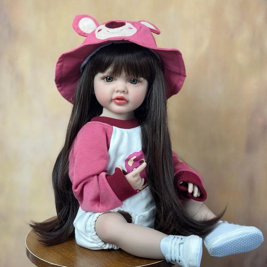 BZDOLL Realistic Lifelike Reborn Baby Girl Full Silicone Body Doll With Long Hair 55 CM 22 Inch Princess Toddler Bebe same as picture