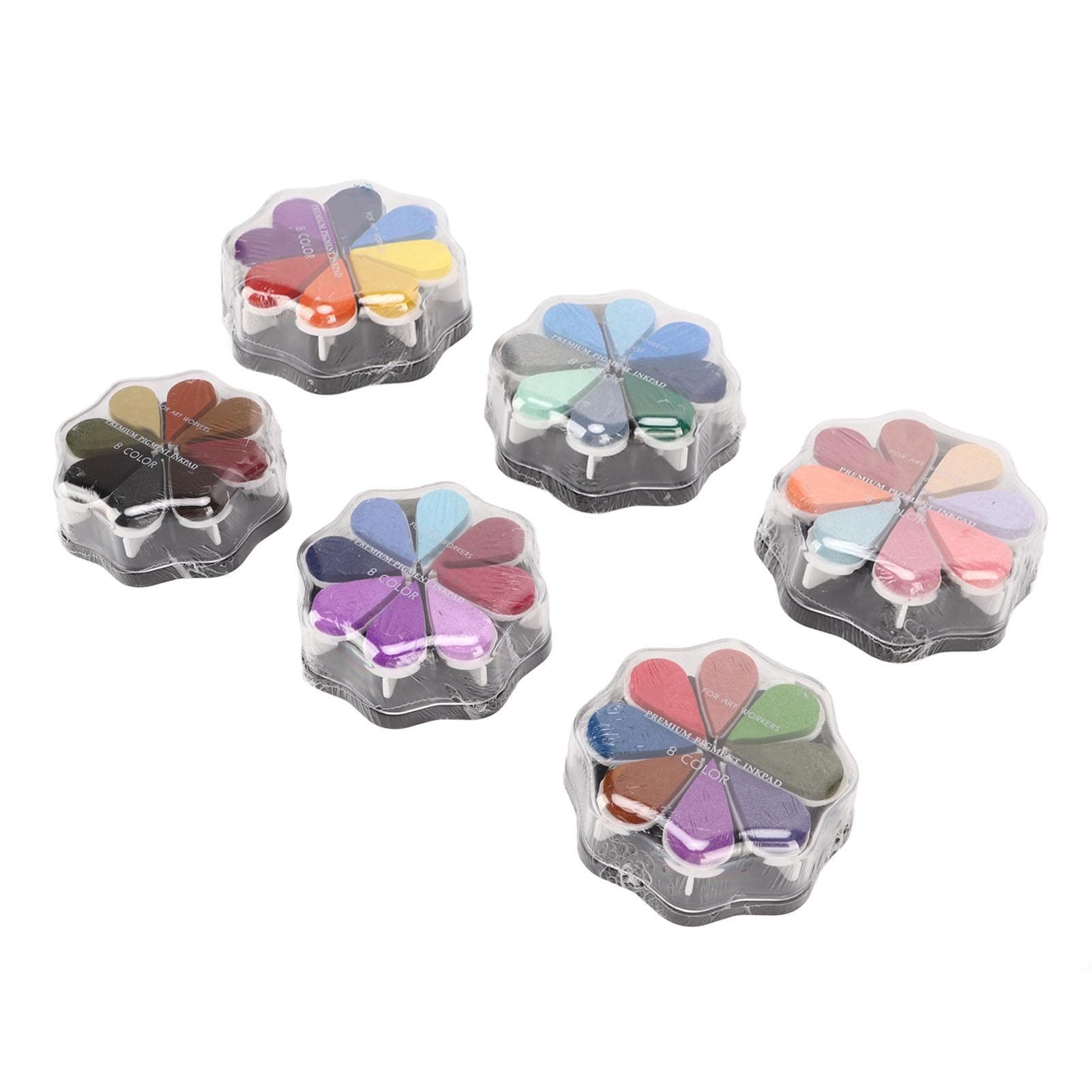 Ink Pad 48 Metallic Colors Individual Packaging DIY Coloring Flower Shaped Stamp Ink Pad for Card