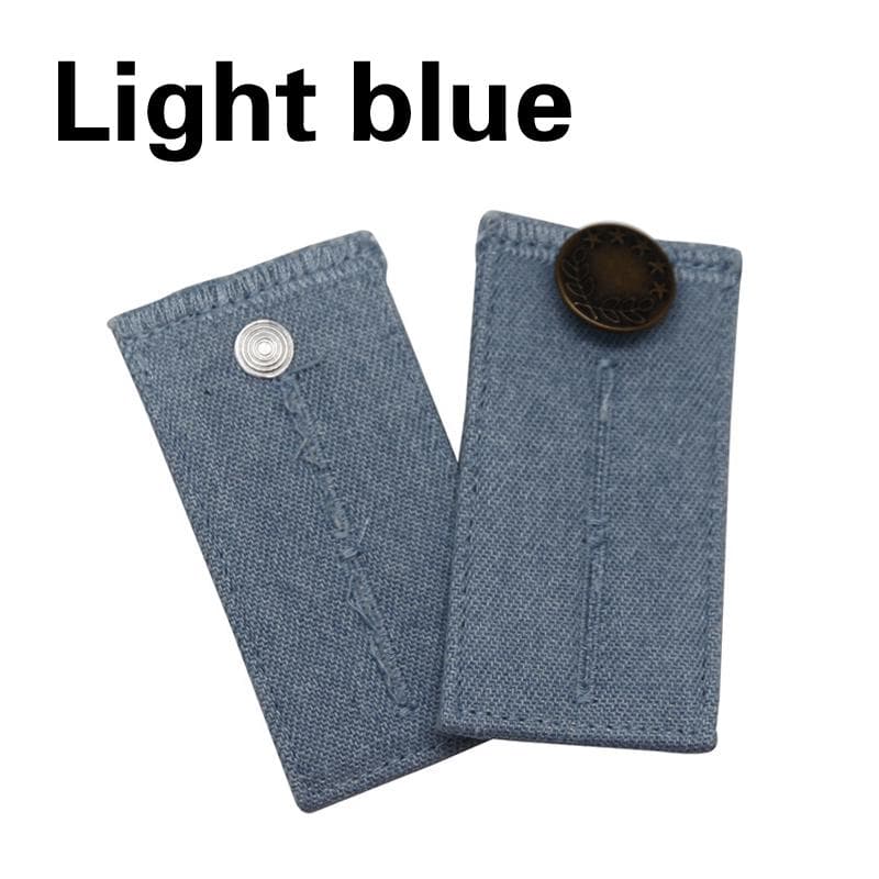 1Pc Jeans Pant Trousers Waist Expander Waistband Extender Button Elastic Adjustment Waist Button Belt Extension Buckle light blue